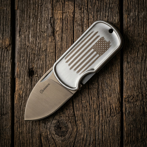 Coltello fermasoldi etichetta